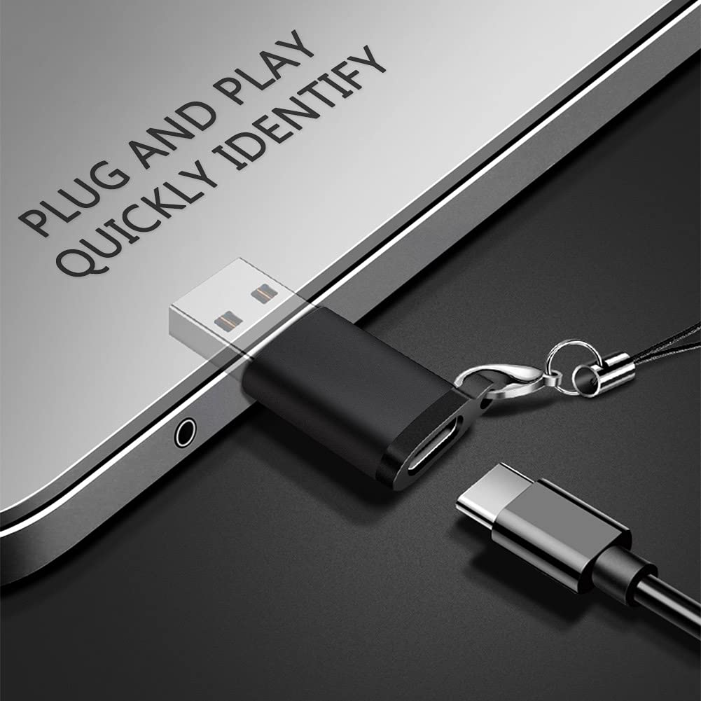 Seminer USB C Female to USB A Male Adapter (2 Pack) with Lanyard, USB Type-C to USB A 3.0 Adapter Converter Compatible with MacBook Pro, Samsung…