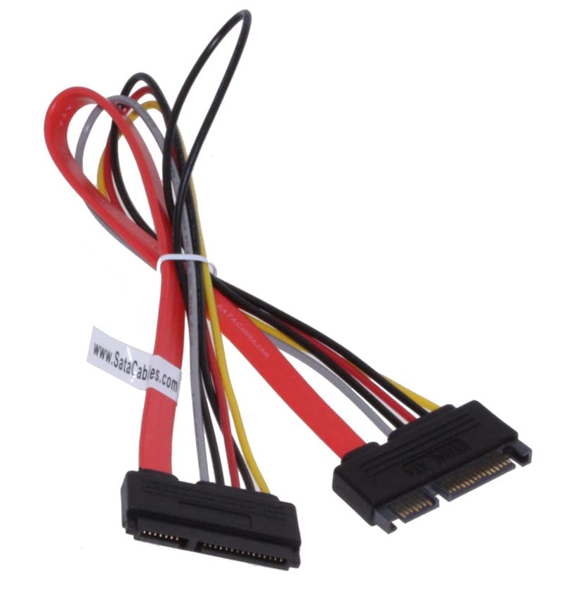 SataGear 12 inch SATA Internal Extension Cable 22pin Extension Cable Male to Female