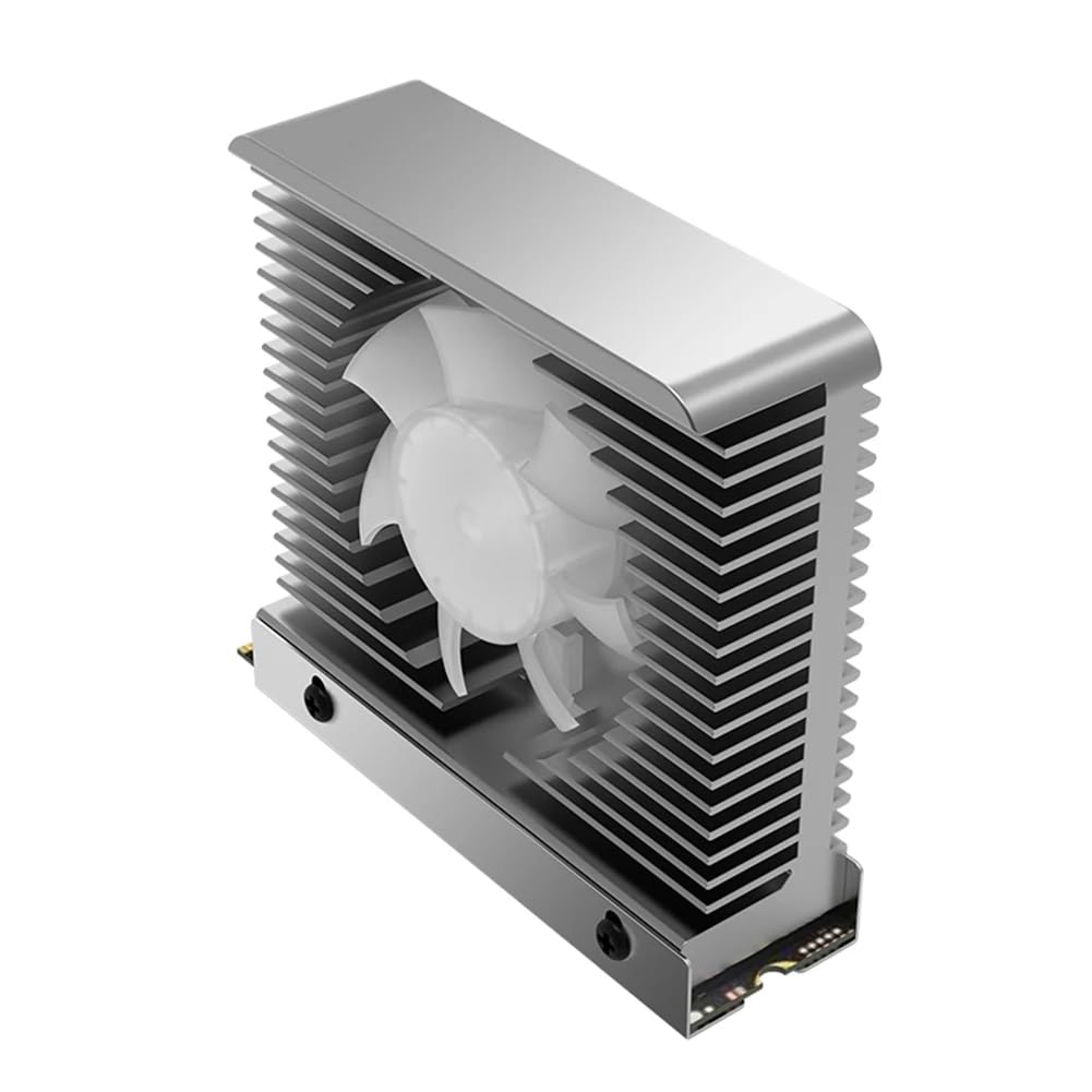 M.2 2280 NVMe SSD Heat Sink Aluminum Alloy Radiator Dissipation Thermal Pad 5V 3PIN ARGB CNC Tower Heatsink Cooler Fan Aura Sync with Cooling Fan