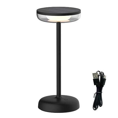 VerLuce Cocktail Style Solar Table Lamp - Cordless LED Light with USB-C Charging, Dimmable Warm 2700K Glow, Weather Resistant for Indoor/Outdoor Use