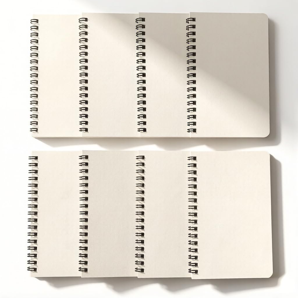 YiHenTiezz 8Pack Beige Small Spiral Notebook 4.2"x 6.1" Pocket Notepad