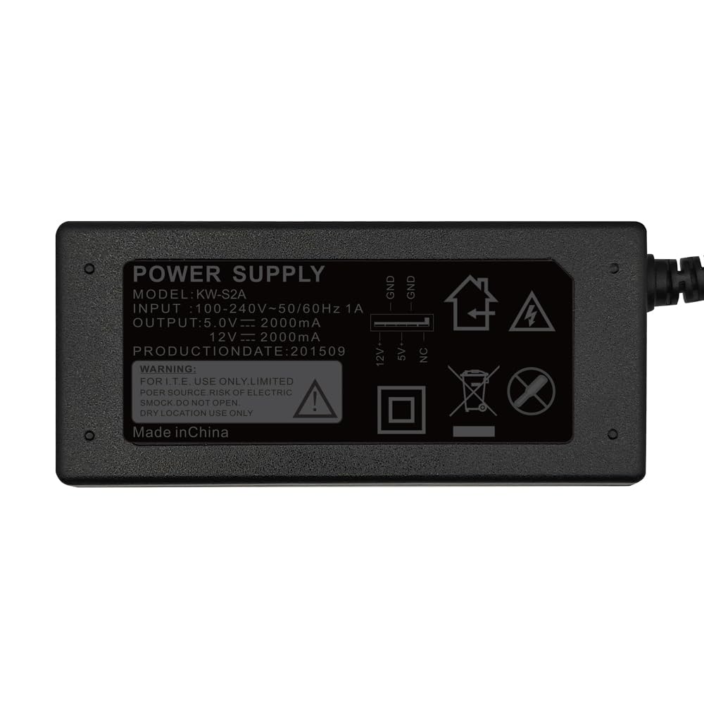 KINGWIN 100-240V AC to 12V & 5V DC 2A SATA Power Adapter - Universal Power Supply for HDD, SSD, & DIY Electronics - Compact, Reliable, Without On/Off…