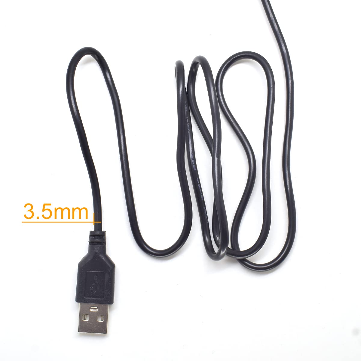 ELNONE 5pcs USB 2 Wire Pigtail Cable 1A 5V 1M 3.3ft Black 28AWG USB A Male Power Cable Plug Cord Connectors with Quick Wire Cable Connector