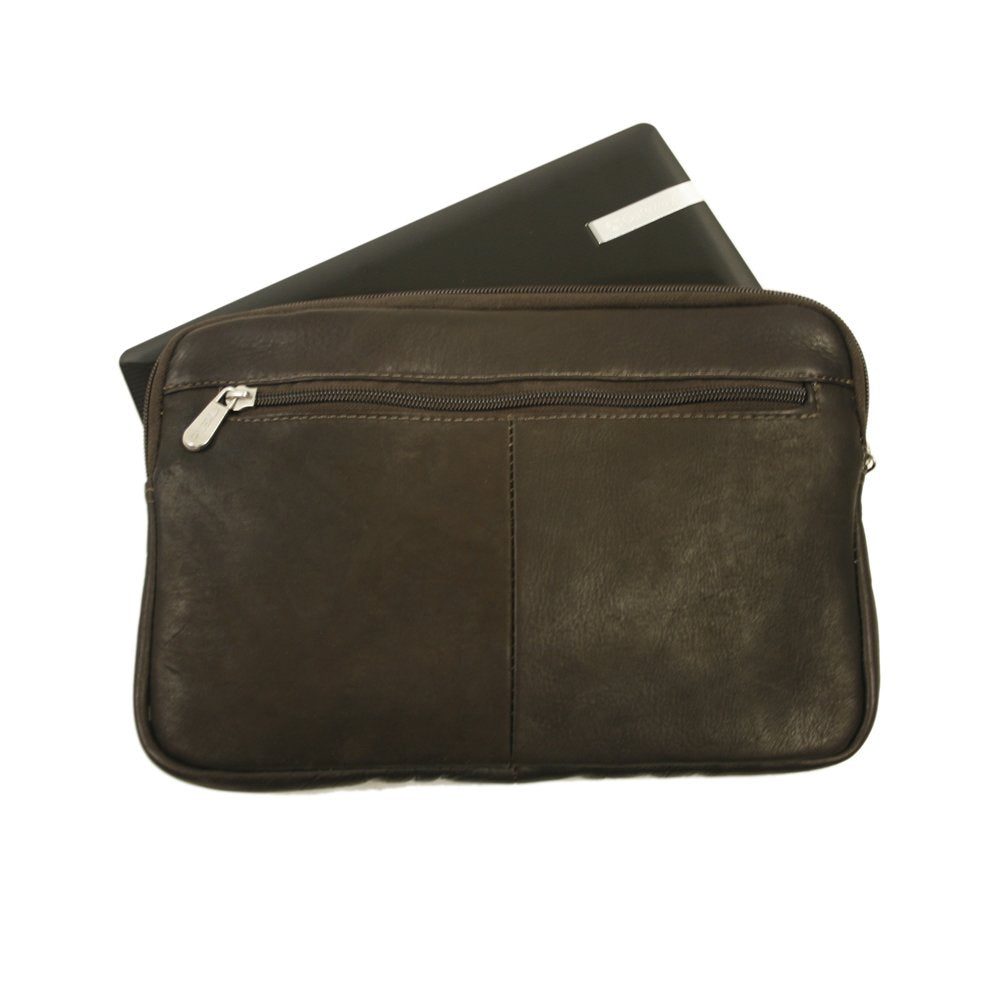Piel Leather Mini Zip Laptop Sleeve, Chocolate, One Size