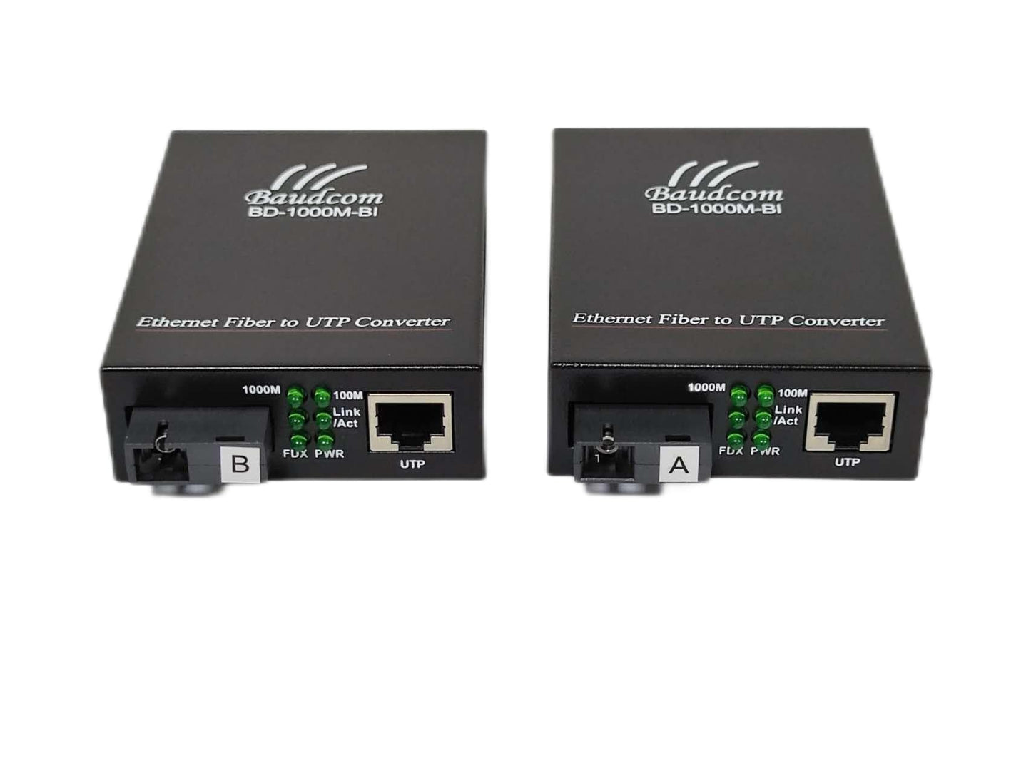 Baudcom a Pair Gigabit SingleMode Fiber to Ethernet Media Converter, Single Fiber, 1000Base-LX to 10/100/1000Base-Tx Gigabit SMF Fiber SC to Copper