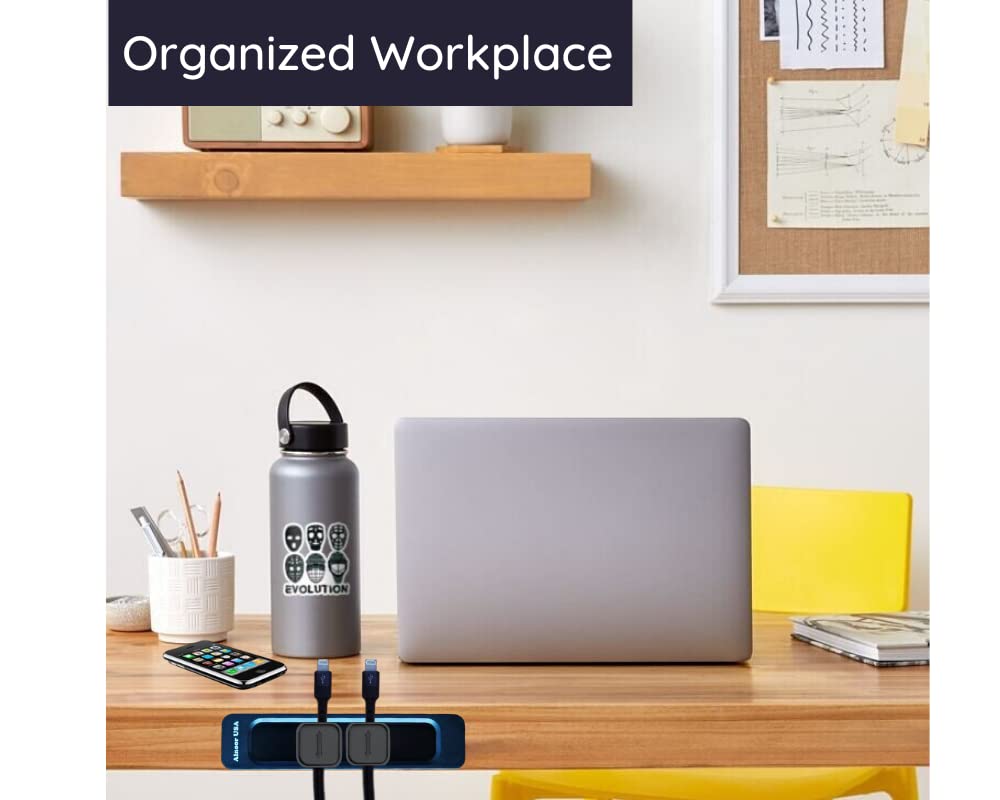 Alnoor USA Magnetic Cable Organizer |Multipurpose Magnetic Cable Clips with 8-Cable Buckles & 2-Bases |Cable Management Clips for Cell Phone, Office