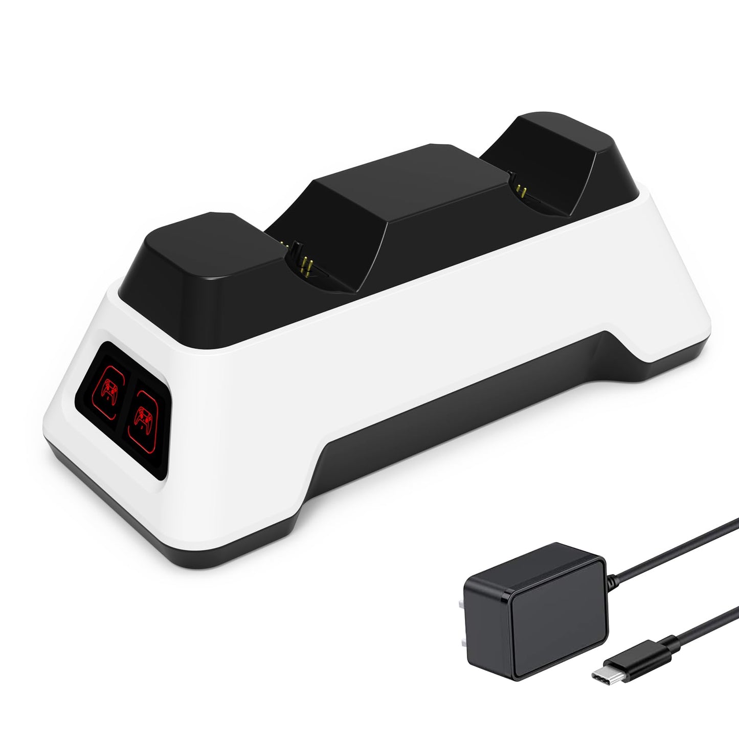 Controller Charger Station for PS5 Dualsense Controllers - PS5 Controller Dock with LED Light - Upgrade Accessory with Fast Charging AC Adapter