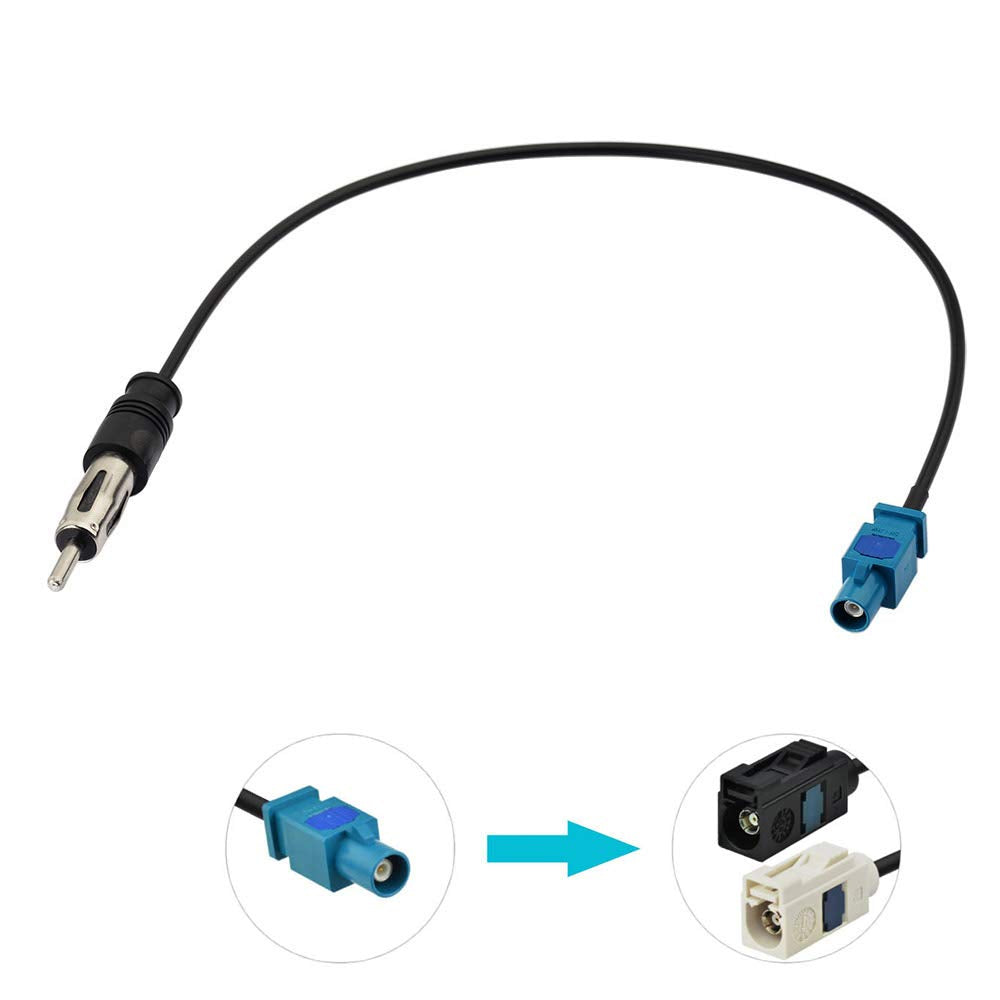Bingfu Car Antenna Adapter Car Stereo FM AM Radio Antenna Adapter Cable Fakra Z Male to DIN Plug Connector Cable 30cm 1 feet for Car Stereo Audio HD