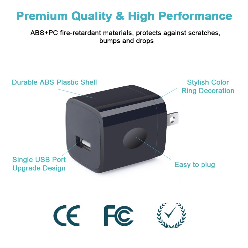USB Wall Charger, Charger Block, 3 Pack 2.4A Dual Port Charging Block charger Cube Power Adapter Charge for iPhone 17 16 15 14 13 12 11 Pro Max XS XR