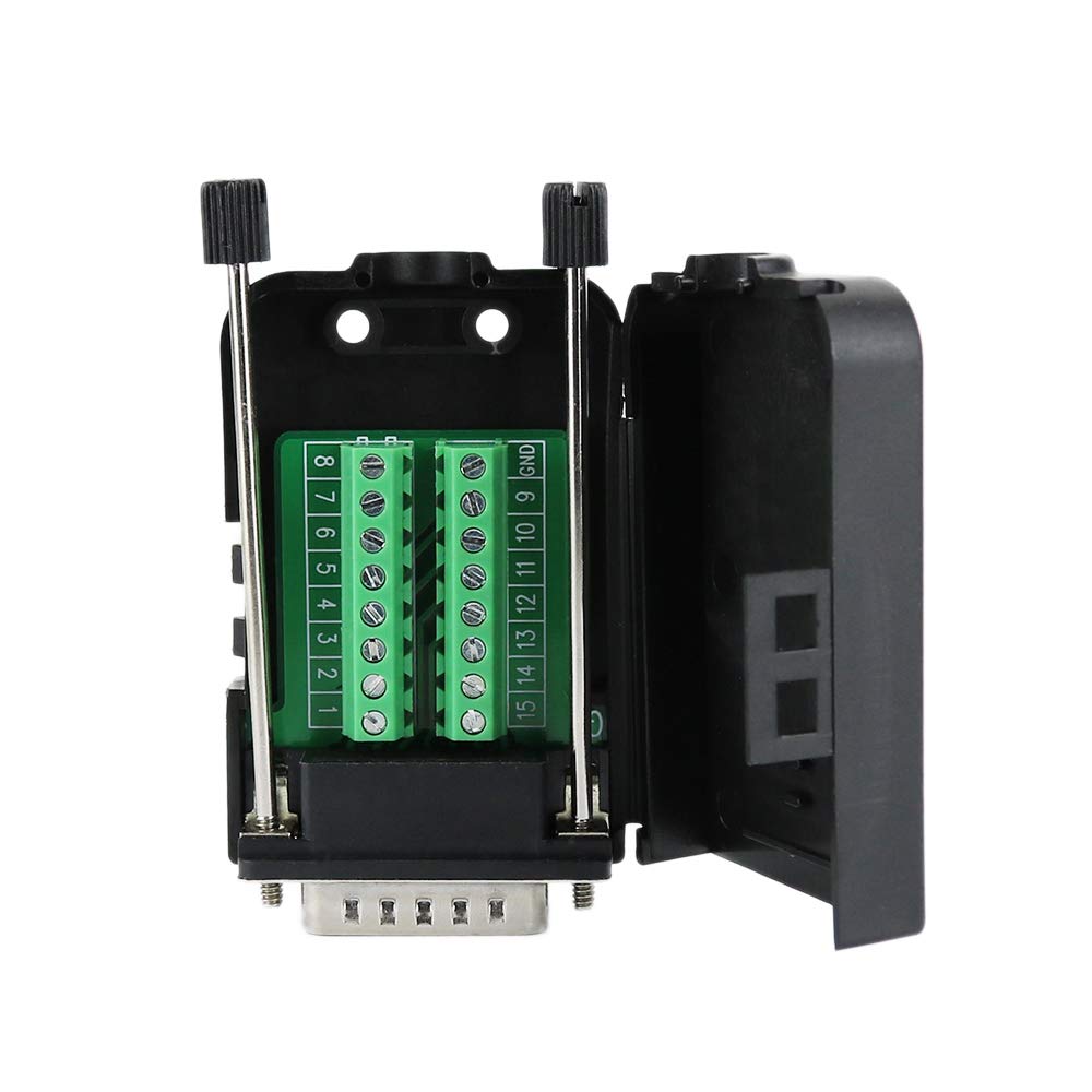 Avanexpress DB15 Male D-SUB 15 Pin Jack Port to Terminal Breakout Board Connector, 2 Row Plug with Case