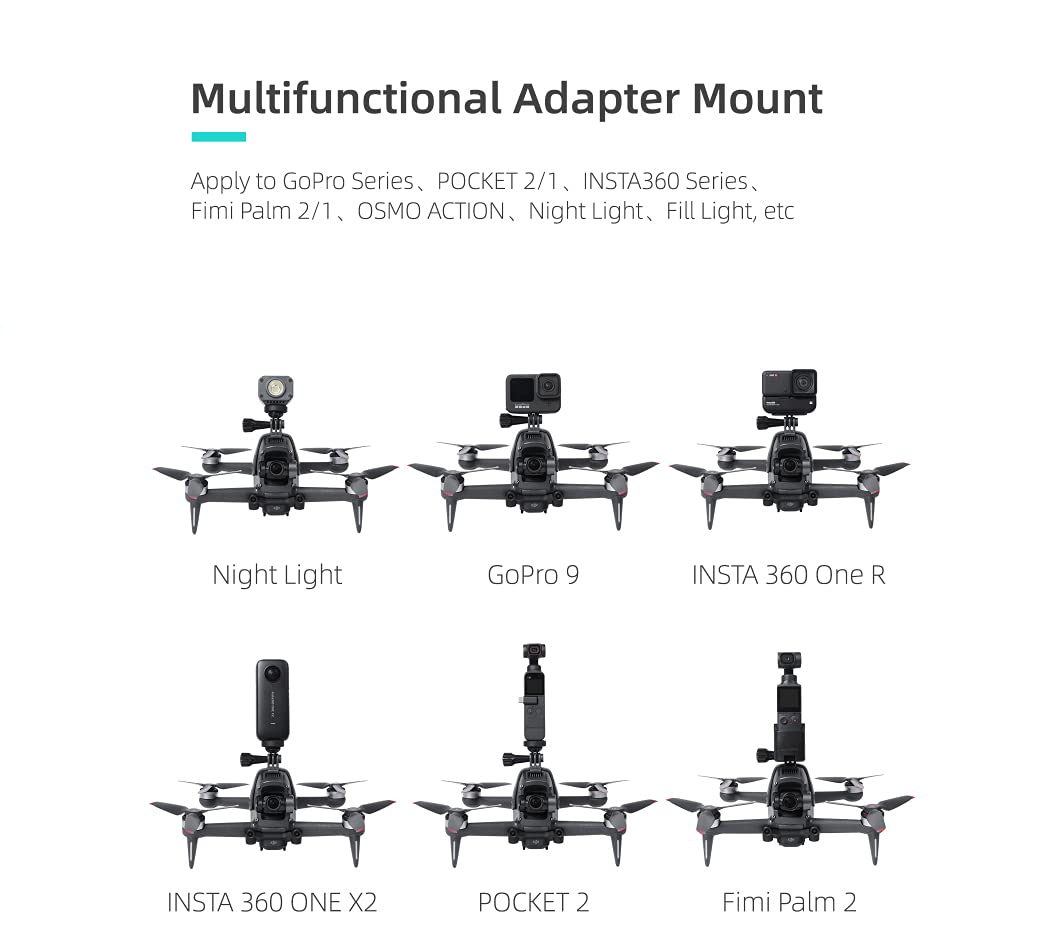 Honlyn Mounting Adapter Bracket Compatible with DJI FPV Mount Bracket Searchlight Gopro Pocket 2 Camera Drone Accessories