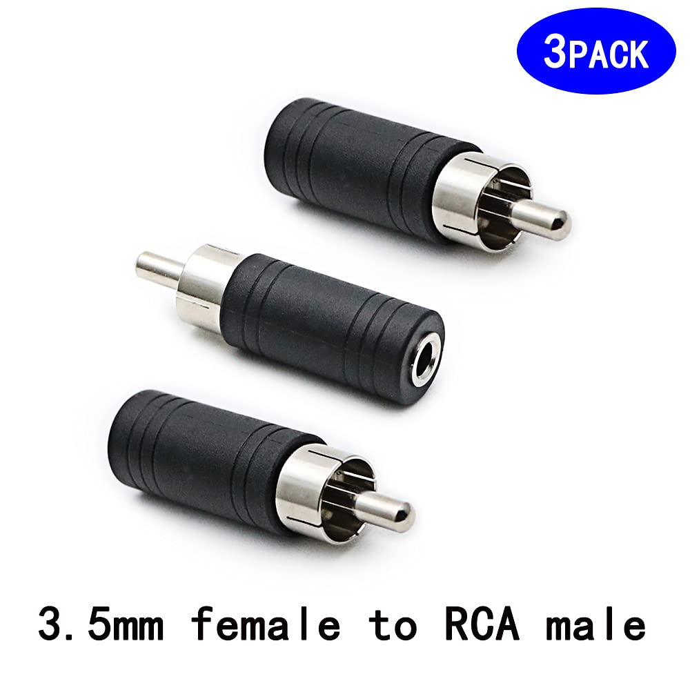 rgzhihuifz 3.5mm Female to RCA Male Adapter 3-Pack RCA Plug to 1/8" Female Mono Jack Audio Connector Converter,for Receiver, Subwoofer, Speaker, Audio