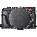BMAOLLONGB D-Lux 8 Case, Handmade Genuine Real Leather Half Camera Case Bag Lens Cover for Leica D-Lux 8 Bottom Opening Neck Strap (Black)