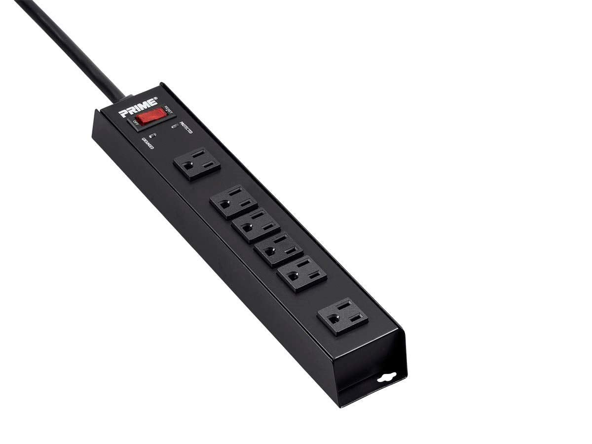 Monoprice Metal Surge Protector - 6 Outlet Power Strip, 1150 Joules 15 Amp, 125 Volt, 1875 Watt, 15 Feet, Black