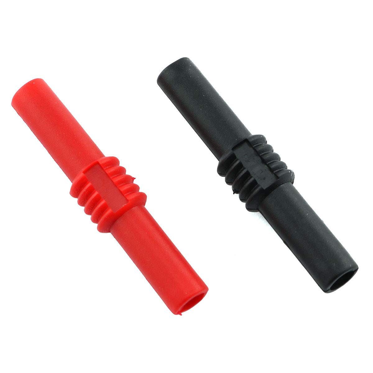 E-outstanding 4PCS 4mm Banana Socket Female to Female Adapter Coupler Connector Extension Insulated Banana Plug Connectors, Black Red