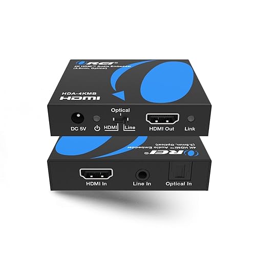 OREI 4K HDMI Audio Embedder, Audio Embedder Inserter Digital Analog Audi + DVI to HDMI Support TOSLINK Optical 3.5mm Jack AUX Sound Input 4K60Hz