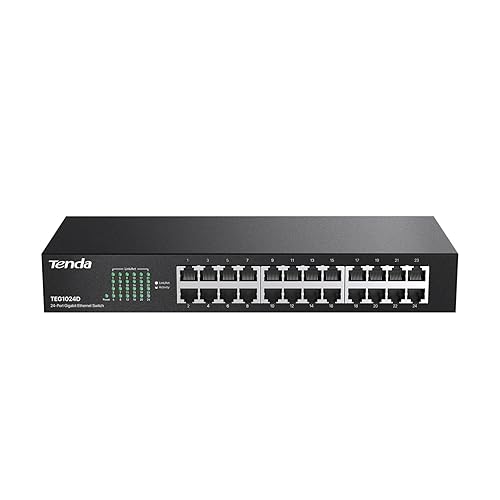Tenda TEG1024D, 24 Port Gigabit Switch, Unmanaged Rackmount Ethernet Switch 24 Port with Traffic Optimization, Plug & Play, Fanless Quiet & Metal