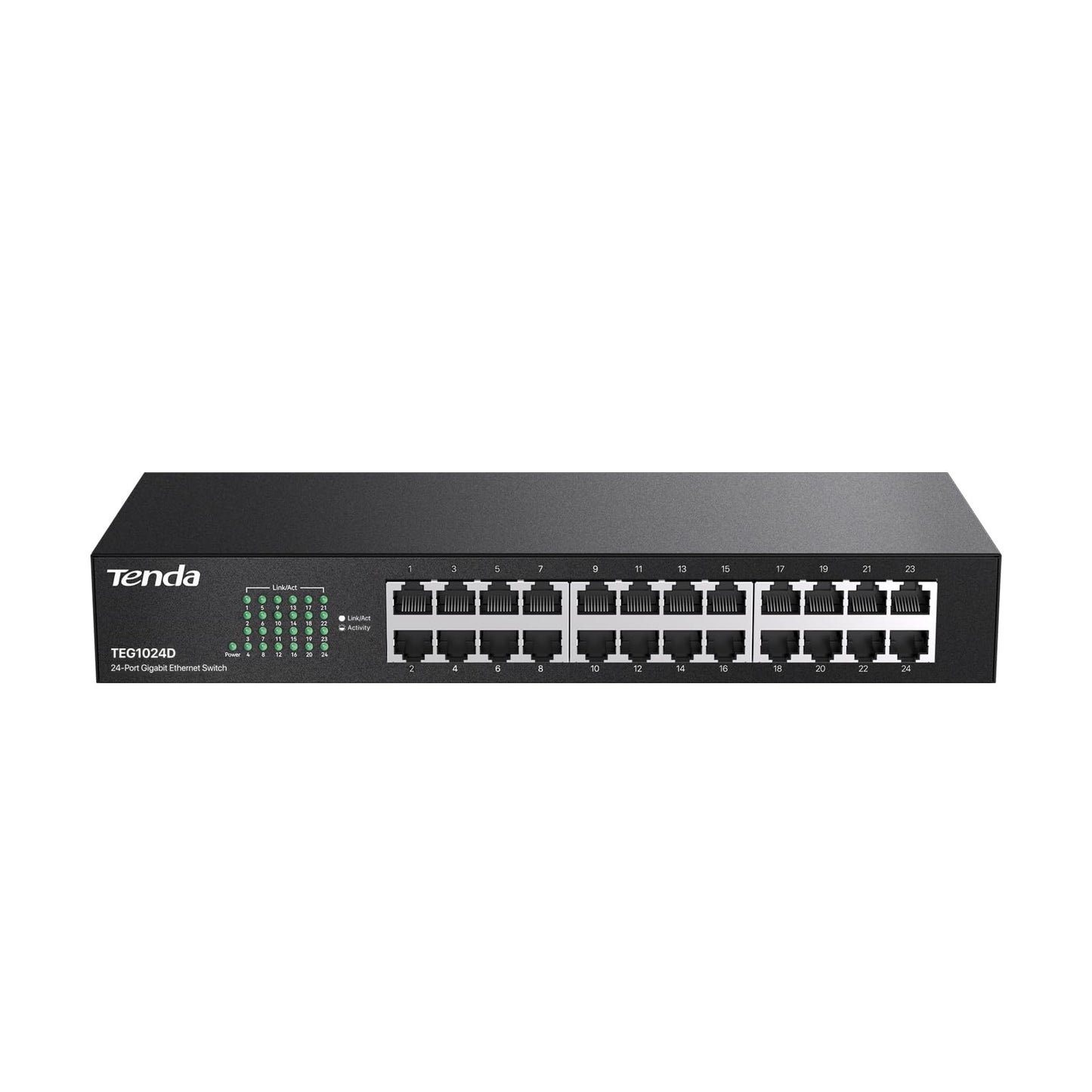 Tenda TEG1024D, 24 Port Gigabit Switch, Unmanaged Rackmount Ethernet Switch 24 Port with Traffic Optimization, Plug & Play, Fanless Quiet & Metal