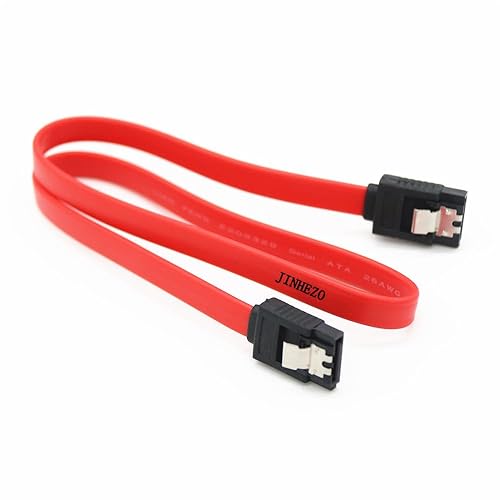 JINHEZO Right-Angle 6.0 Gbps SATA III 90 Degree Red Cable 18 Inch 4 Pack