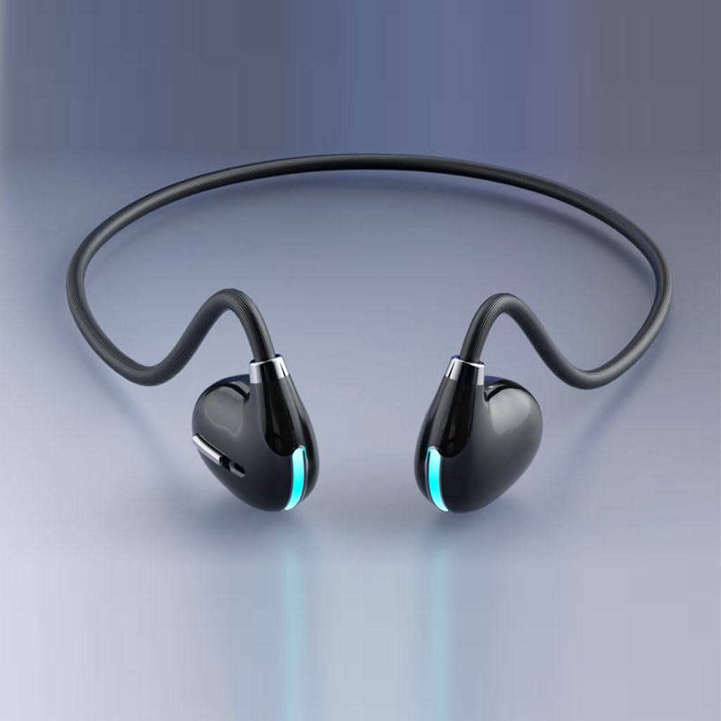 Open Ear Air Conduction Wireless Bluetooth Headphones Lightweight Pain-Free Design with Active Noise Cancellation IPX4 Waterproof Clear Calls…