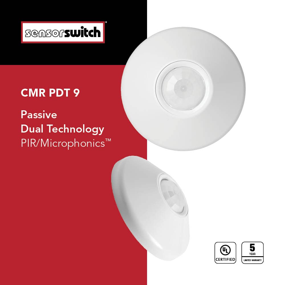 SensorSwitch Ceiling Motion Sensor, PDT Passive Dual Technology Passive Infrared PIR and Microphonics Occupancy Sensor, 360° Small Motion Detection