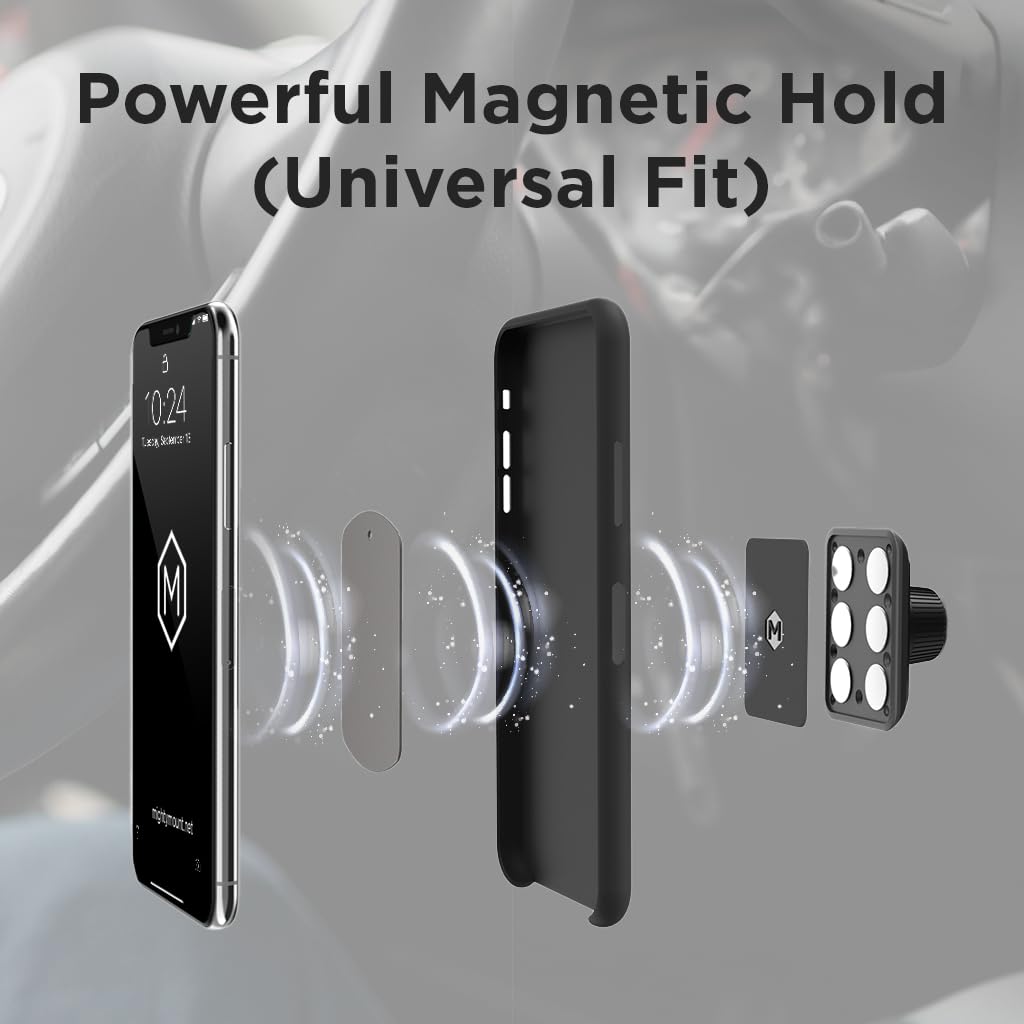 Mighty Mount Magnetic Phone Holder for Car - Magnetic Air Vent Phone Mount, 360 Adjustable Hands-Free Car Phone Holder Ultra Strong Magnets