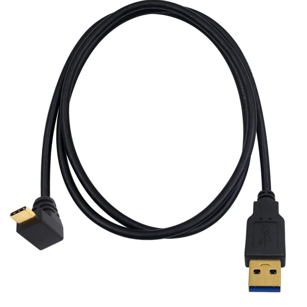 MTUERANC USB to USB C 90 Degree Cable, 5FT Type A Male to Type C Male Up & Down Angle Fast Charging Cable for Mobile Phones, Tablets (1.5m)
