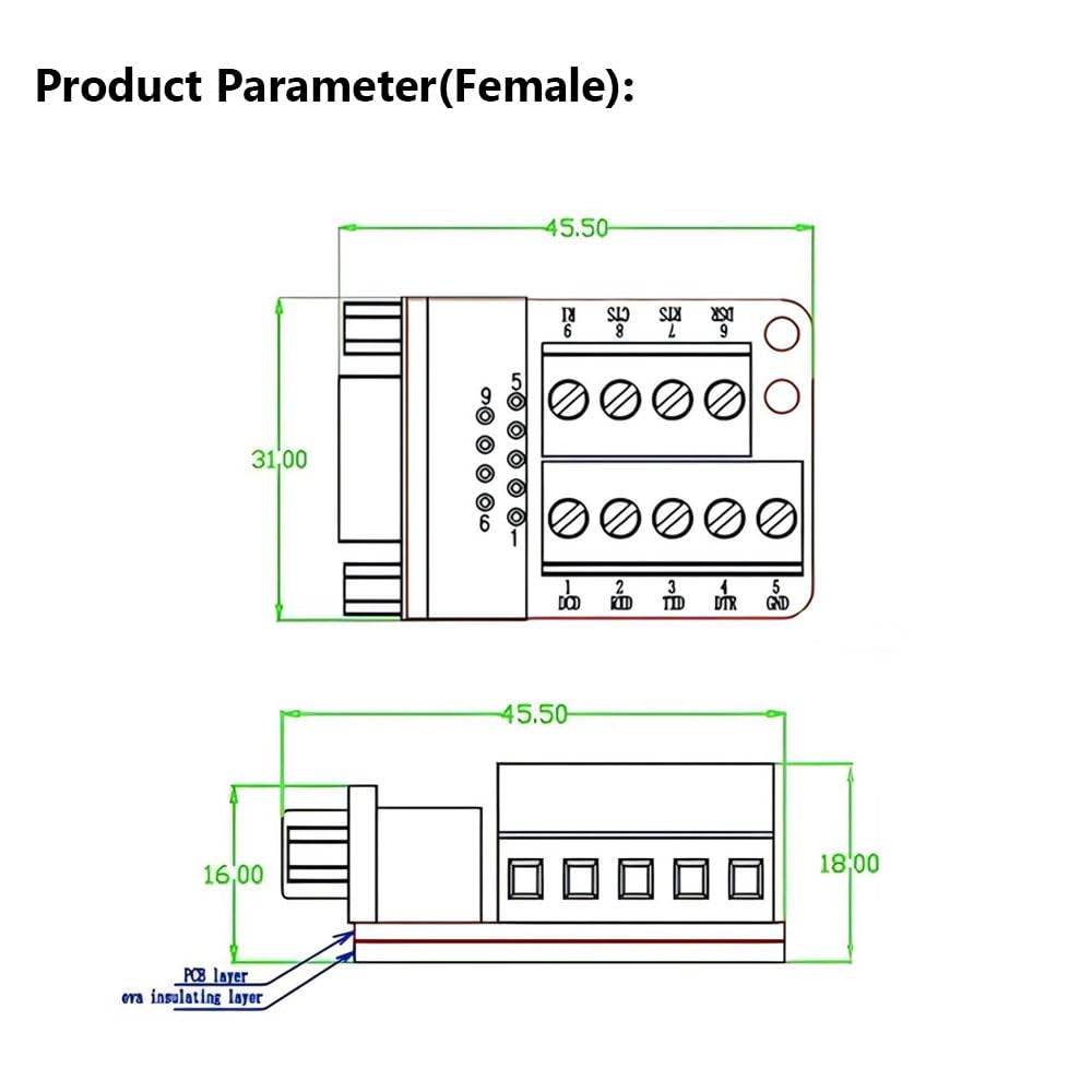 Willwewon DB9 D-SUB 9pin Breakout Adapter Plate Connector,RS232 Serial to Terminal Board Signal Module(Male x 5, Female x 5)