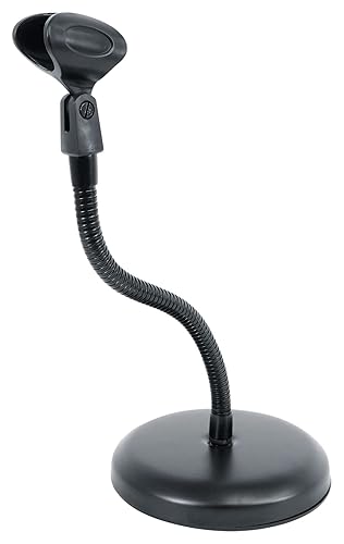 Rockville RDMS7 Desktop Mic Stand w/ 11.8" Gooseneck, Weighted Base, Mic Clip, Webcam Adapter, Perfect for Podcasting, Streaming & Studio Use