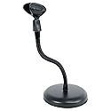 Rockville RDMS7 Desktop Mic Stand w/ 11.8" Gooseneck, Weighted Base, Mic Clip, Webcam Adapter, Perfect for Podcasting, Streaming & Studio Use
