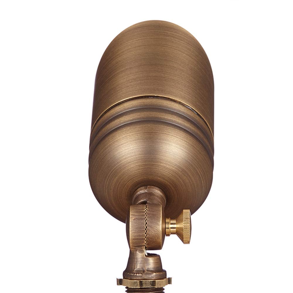 VOLT Fat Boy 12V Brass Outdoor Spotlight (Bronze) with 5W 2700K Warm White 400 Lumen MR16 LED Bulb for Low Voltage Landscape Lighting of Yard, Lawn