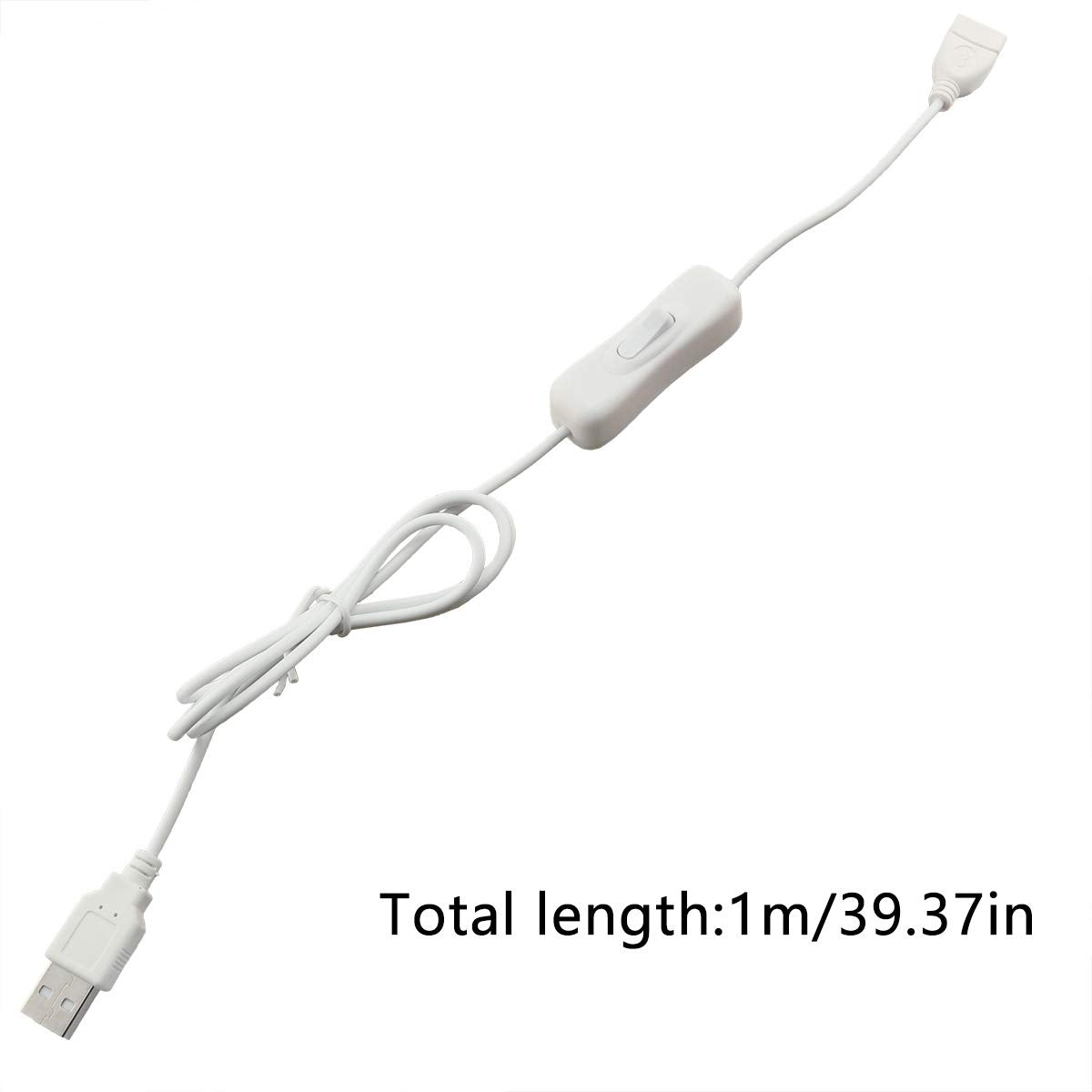 ZRM&E USB Extension Cable with Switch 28AWG White USB Male to Female Extension Cable for USB Headset, Data Transmission, Small Electrical Appliances