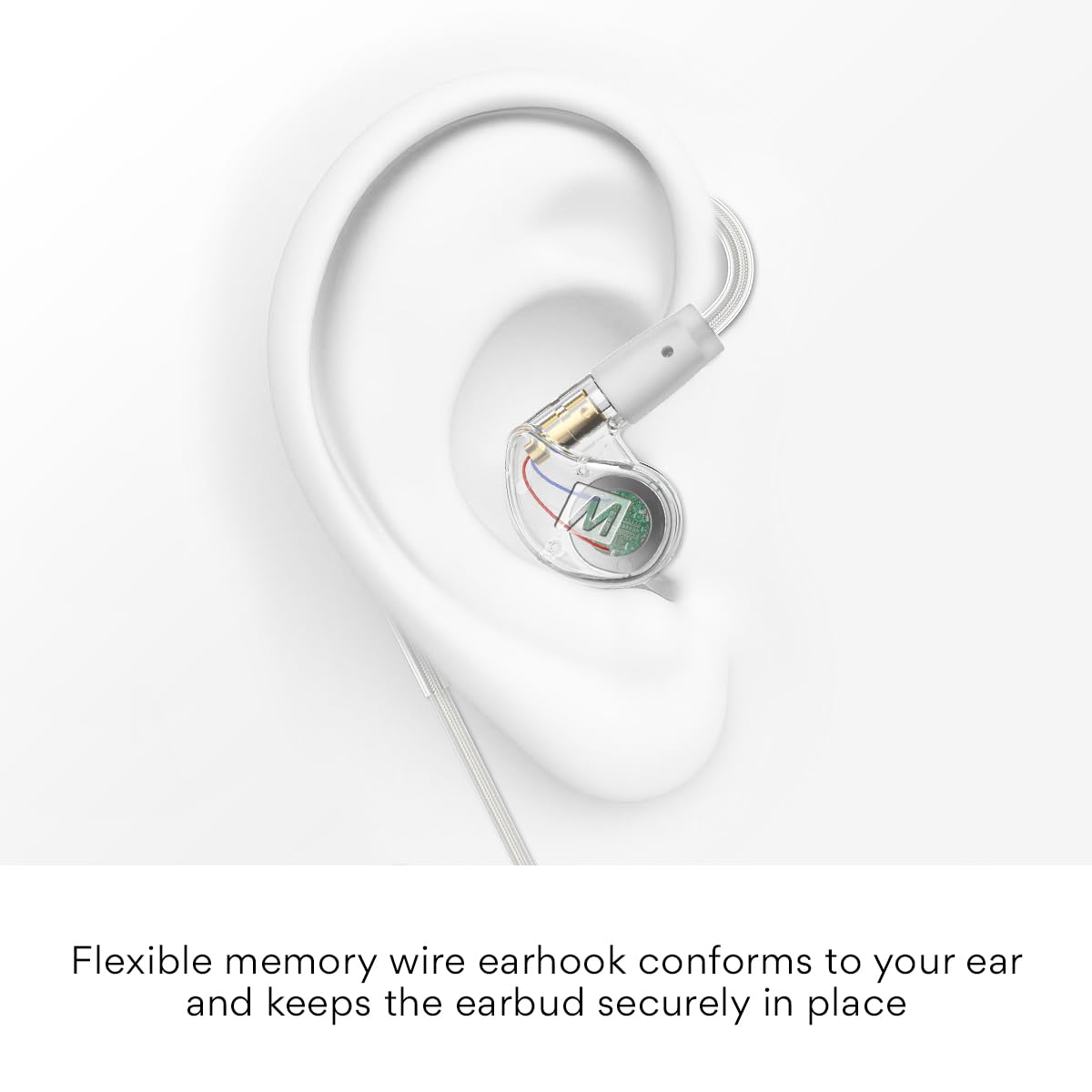 MEE audio M6 Single Side in Ear Earbud, Left Side, One Wired Earphone with 51" Cable, Secure Fit Moldable Earhook, & 3.5 mm Plug, Stereo-to-Mono