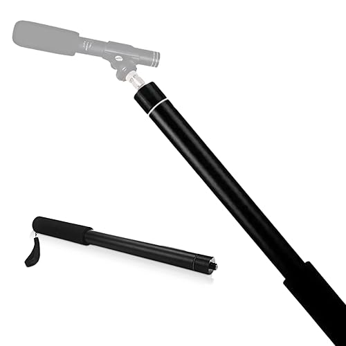 iOgrapher Microphone Boom Pole - Handheld Boom Pole Holder & Adjustable Microphone Mount - Compact & Extendable Pole Mount with Maximum Reach 1.5m