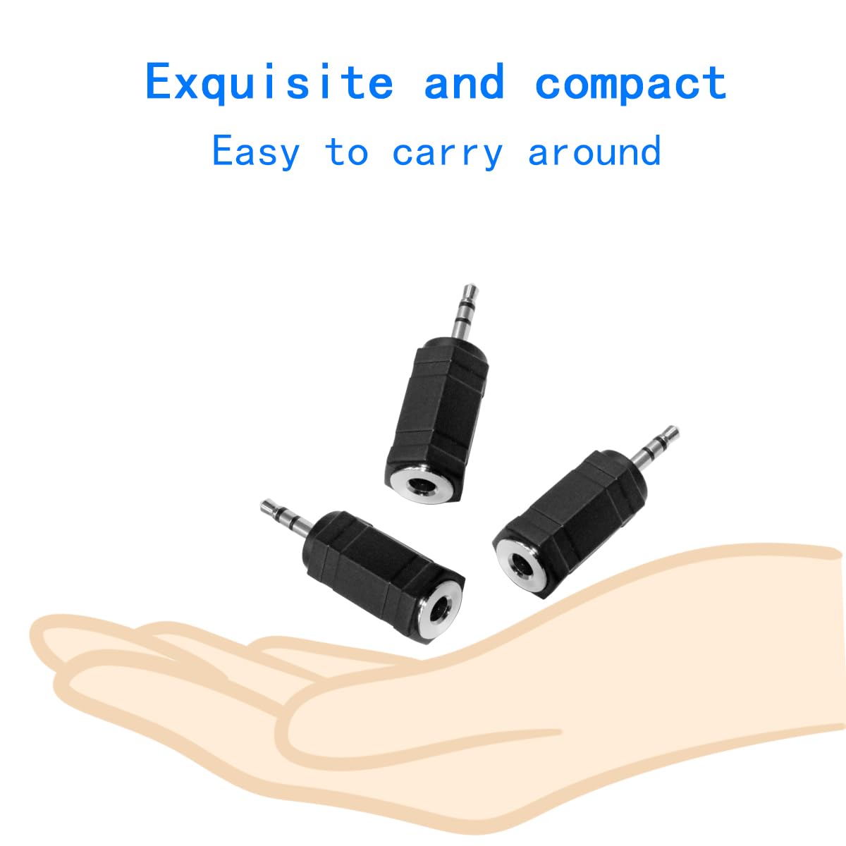 ZJKJHJY 2.5mm to 3.5mm Audio Adapter, Female to Male Stereo Connector, 3-Pack, Black