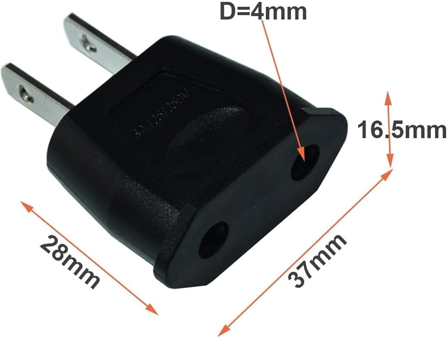 2 Pcs Black Socket Plug Adapter Europe EU Euro to US Travel Charger AC Power Converter