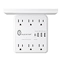 Overtop Power Charger with Shelf, Wall Outlet Extender Surge Protector with 6 AC Outlets, 4 USB Ports(1 USB C) Plug Expander Charger Shelf