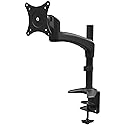 2xhome -New Ergonomic Fully Height Adjustable Easy Articulating Tilting Black Desk Pole Mount Bracket Desktop Flat Panel Clamp Stand for Single LCD