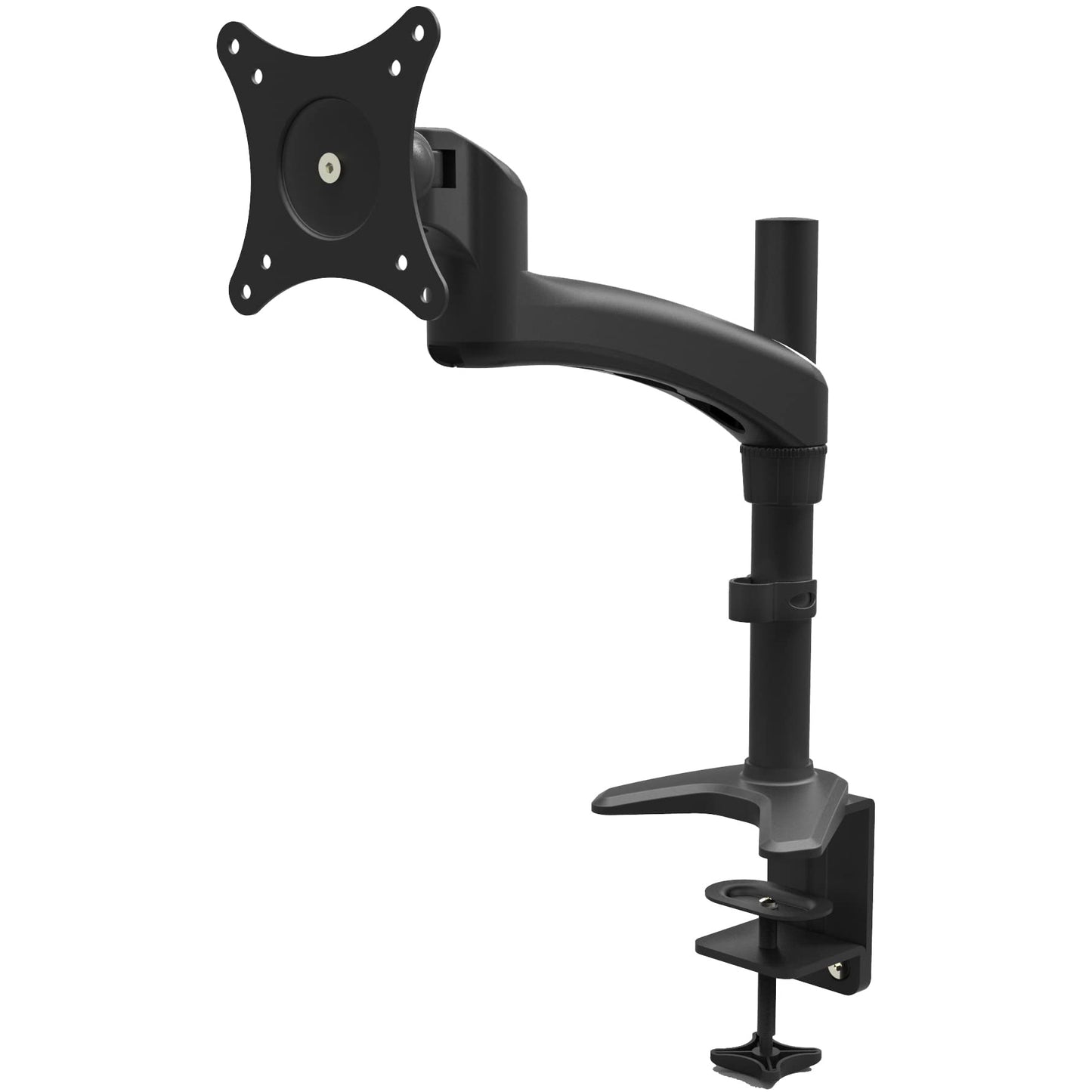 2xhome -New Ergonomic Fully Height Adjustable Easy Articulating Tilting Black Desk Pole Mount Bracket Desktop Flat Panel Clamp Stand for Single LCD