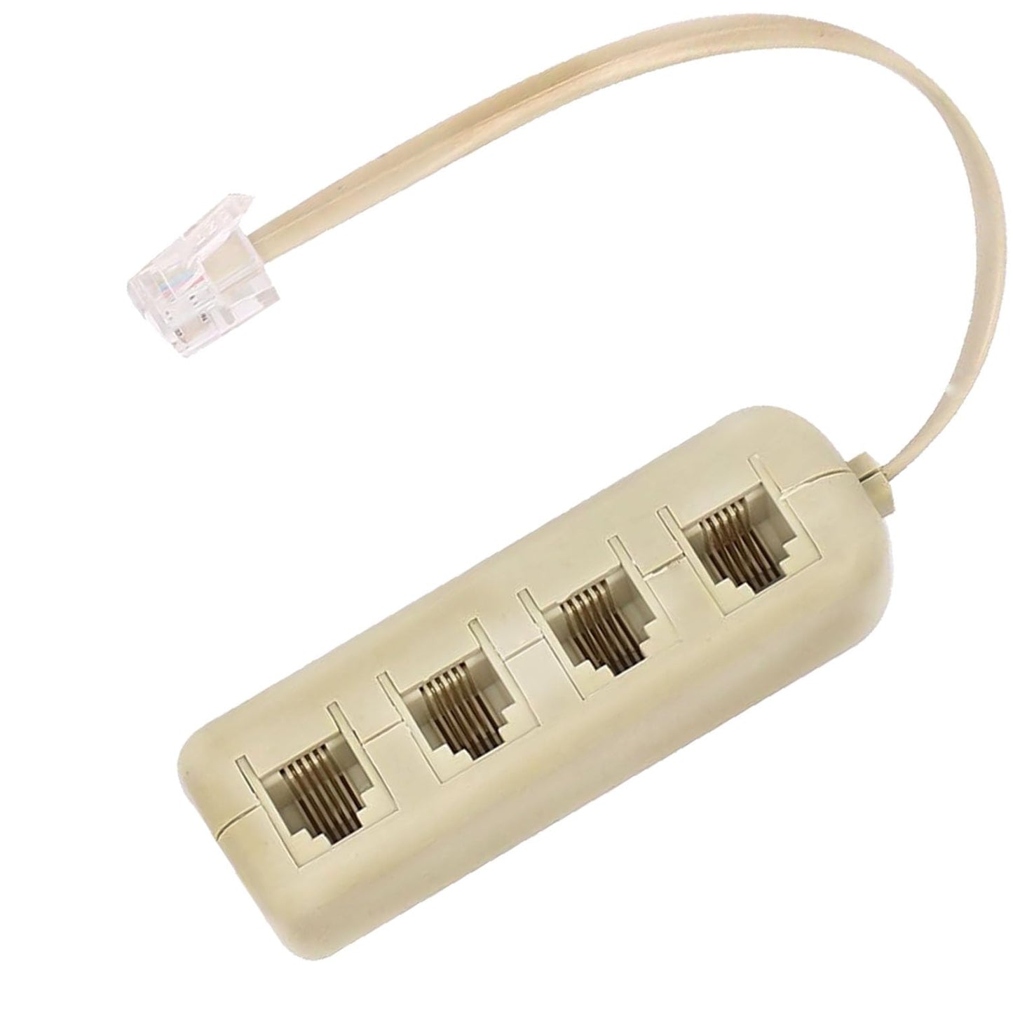 Sopepoyie 2Pcs 6P4C Male Phone Jack Splitter to 4 Female Way Socket Beige Adapter Telephone Line Splitter with Telephone Extension Cord