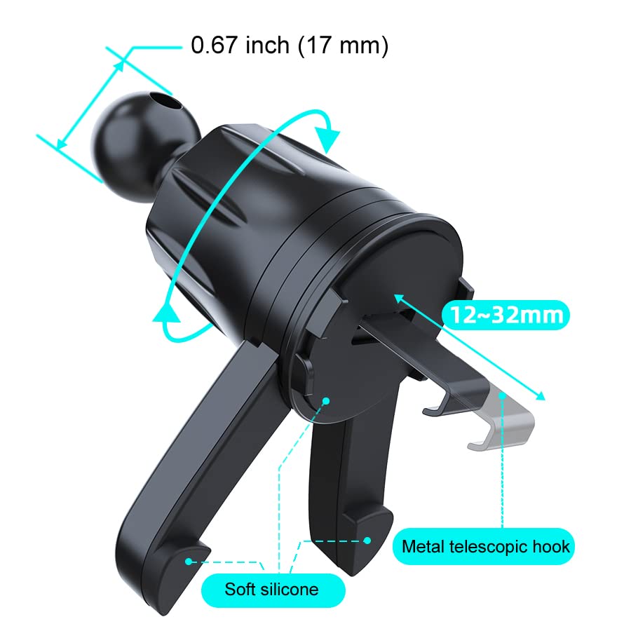 OCEANLOVE Car Air Vent Mount Holder Clip Replacement with Diameter 0.67inch ?17mm? Joint Ball Accessories Metal Hook ?Clip only,Holder is not Included