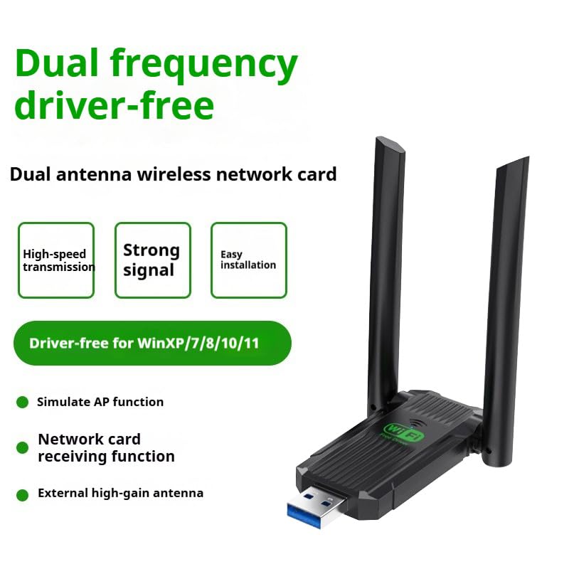 WiFi Adapter for Desktop PC,1300Mbps WiFi USB 3.0 Dual Band 5G/2.4G Wireless Network Adapter for Desktop Laptop PC, Dual 2dBi Antennas,Supports
