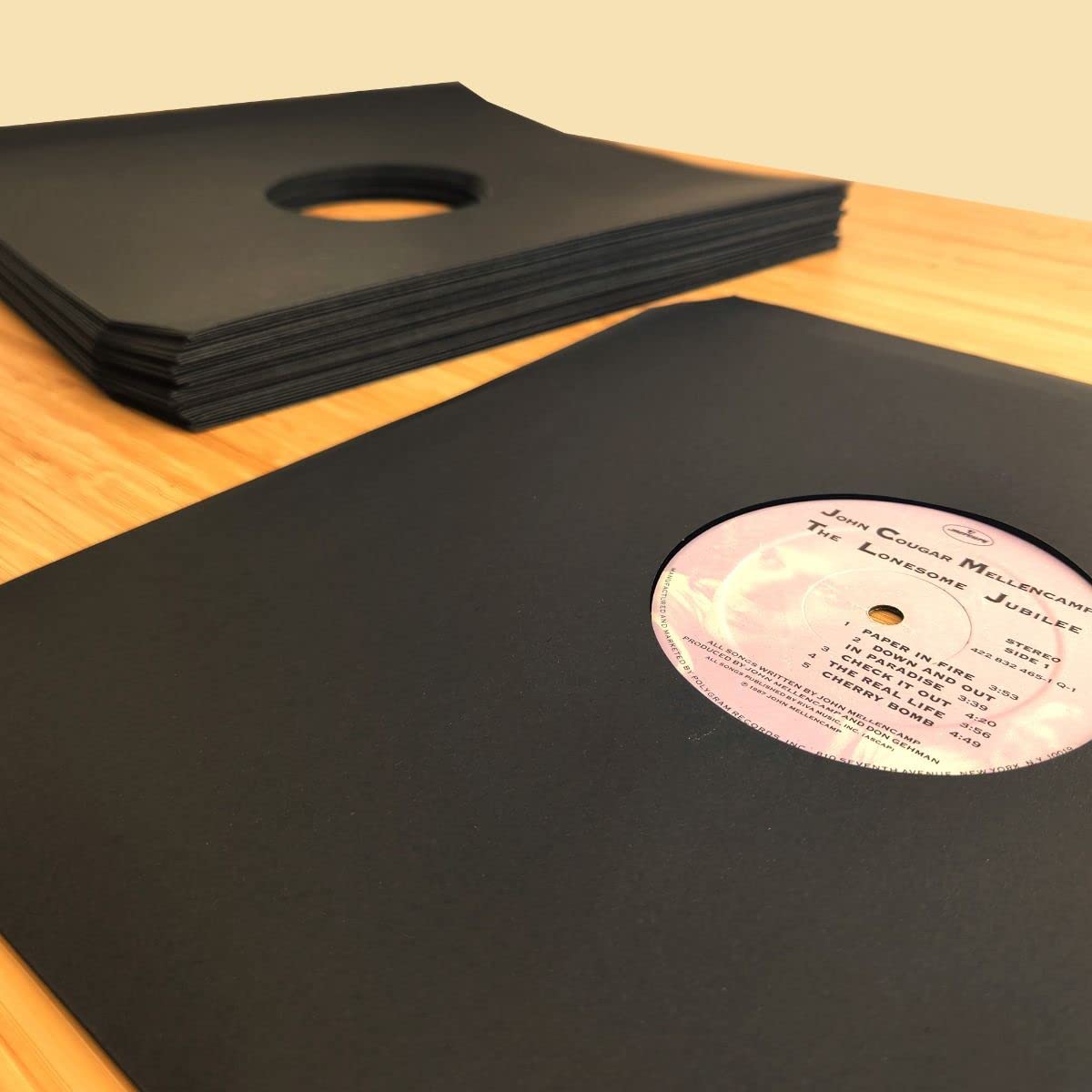 BCW 12 Inch Vinyl Record Paper Inner Sleeves - Angle Cut Corners - Black | Pack of 50 | Protective LP Album Sleeves for Vinyl Storage and Preservation