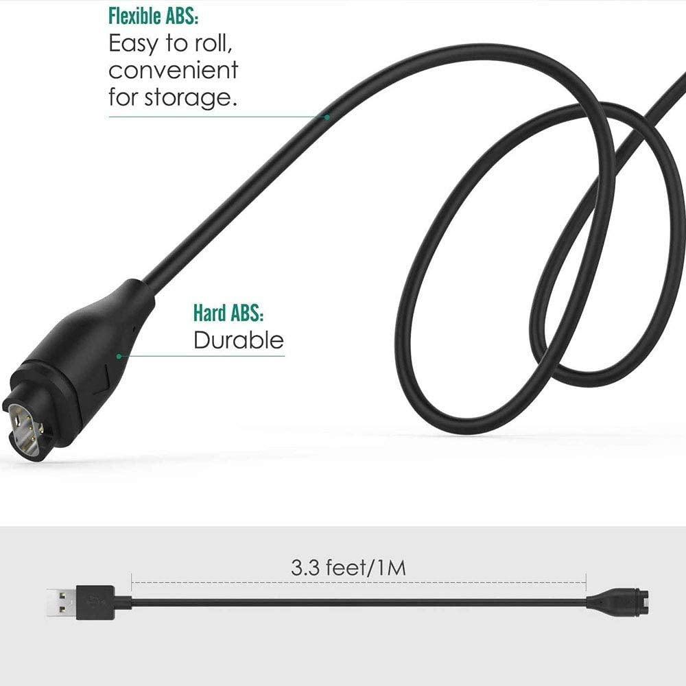 Zes Watch Charger Cable, Replacement USB Data Sync Charger Cable for Garmin Fenix 5 5S 5X 6 6S 6X Plus, Forerunner 935 945 45 245 Music, Approach S10