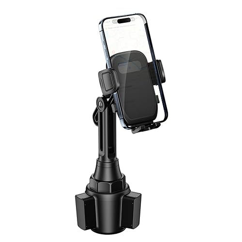 Adjustable Cup Phone Holder for Car Mount - 360° Rotation, Fits Car Cup Hole 2.5-4.1" Diameter, Wide Compatibility with 4.0-7.0 Inches Cell Phones
