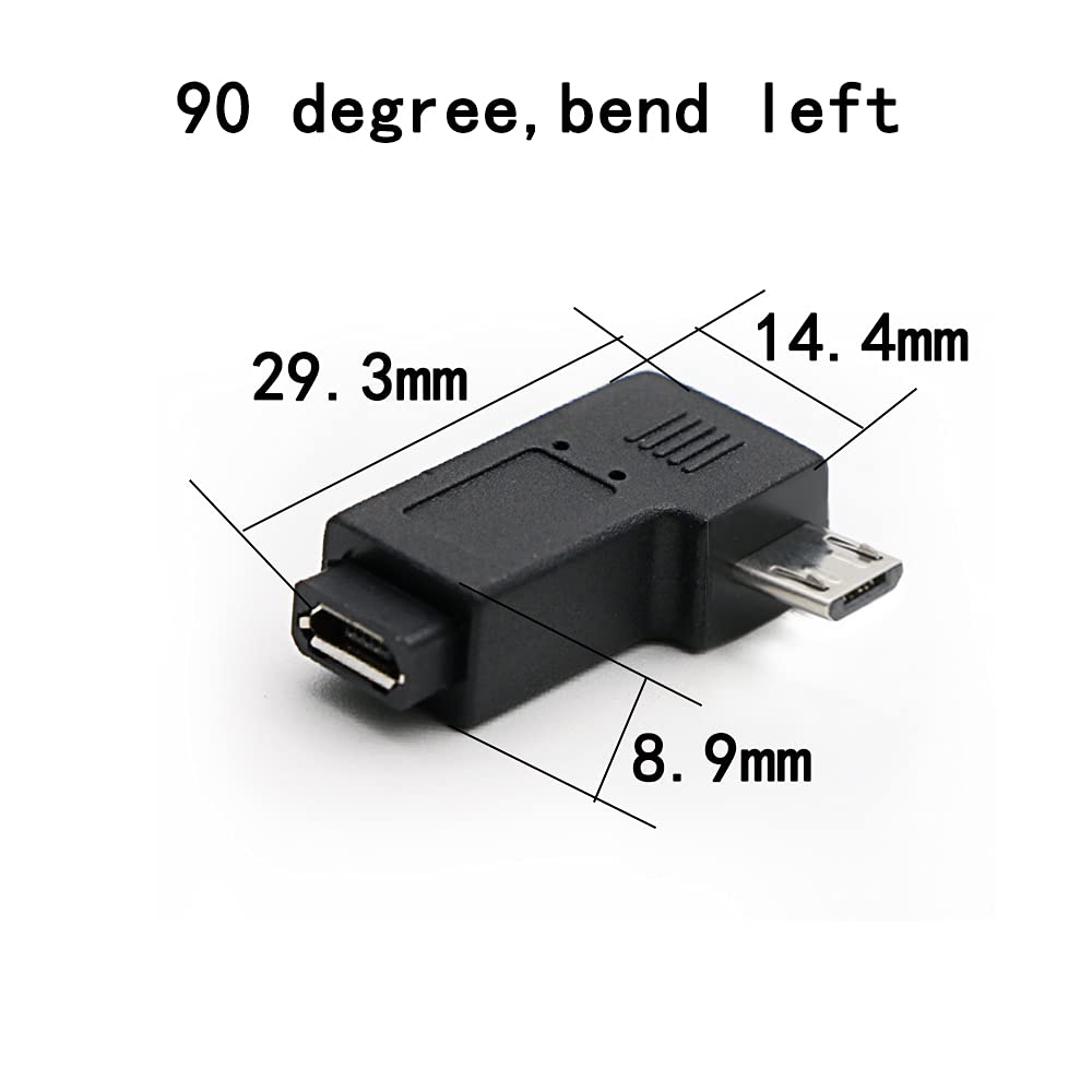 rgzhihuifz Micro USB to Micro USB Adapter, 90 Degree Left & Right Angled Android Connector, 3-Pack