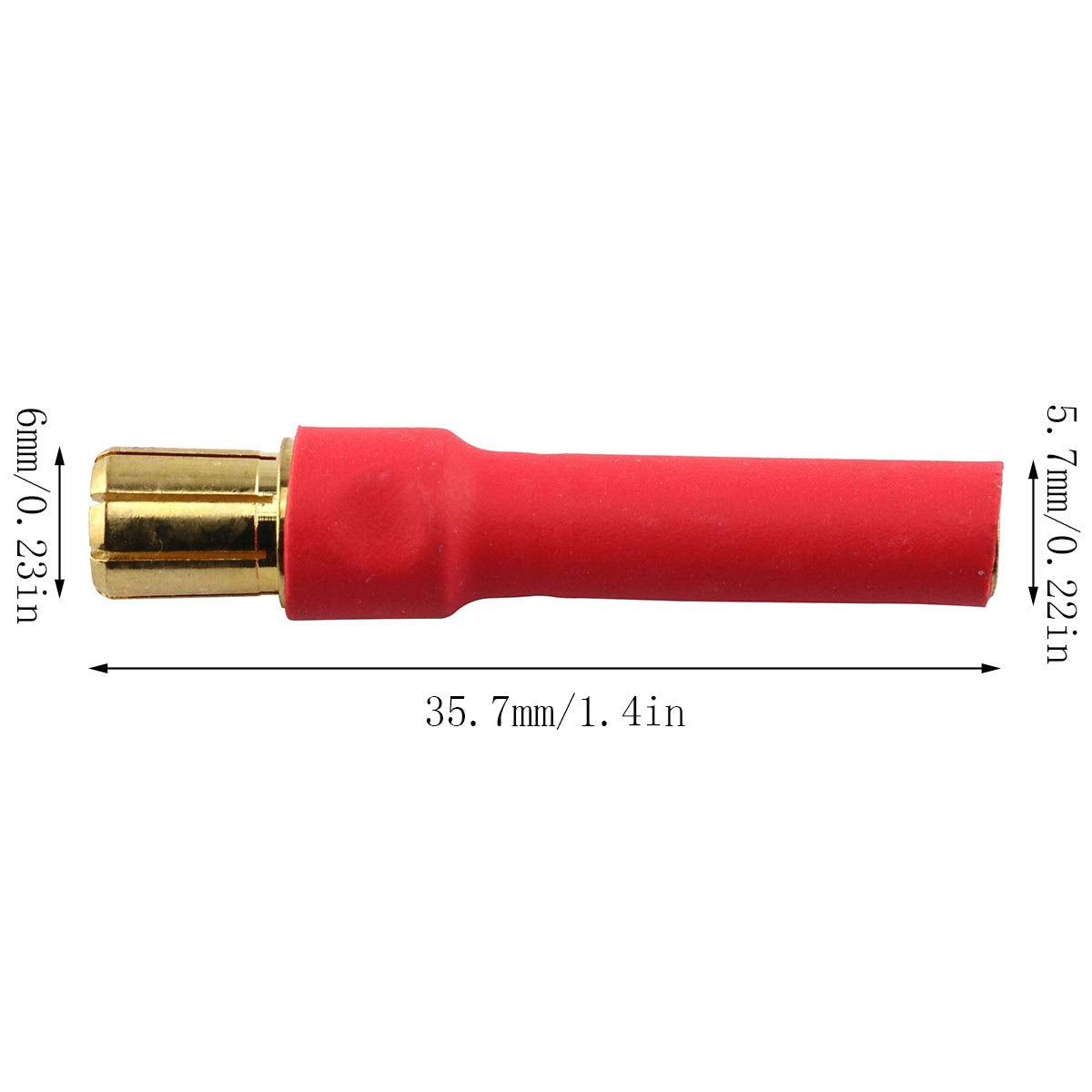 E-outstanding 4-Pack 4.0mm Female to 6.0mm Male Gold Plated Banana Bullet Connectors Plugs Conversion Adapter with Red Housing