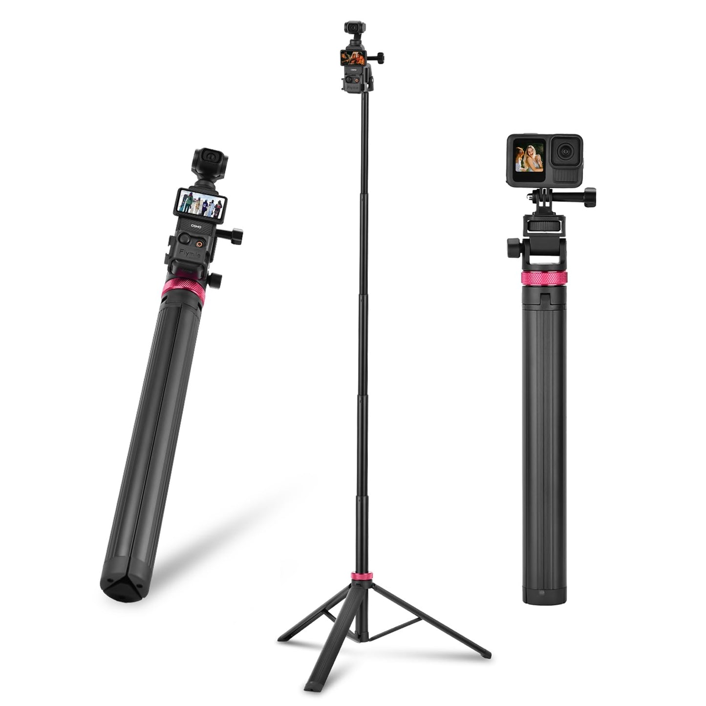 80in Pocket 3 Selfie Stick Tripod for GoPro Action Camera, Extendable Stand Vlog Mount for DJI Osmo Pocket 3 Action 6 5 Pro 4 3 for Xtra Muse