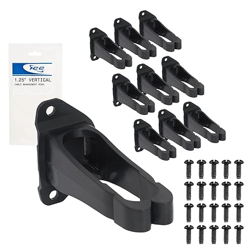ICC 1.25” Plastic Cable Management Ring, Vertical, Universal Fit, Pack of 10 - Organizer for Network Racks and Structured Wiring