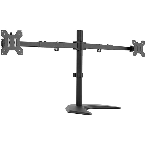 VIVO Premium Dual Ultra Wide LCD LED 27 to 38 inch Monitor Desk Stand, Heavy Duty, Free-Standing Telescoping Arms, Flush Wall Setup, Fits 2 Screens